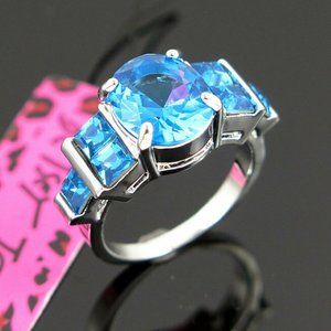 COPY - NWT Size 9 Blue Silvertone BETSEY JOHNSON Ring